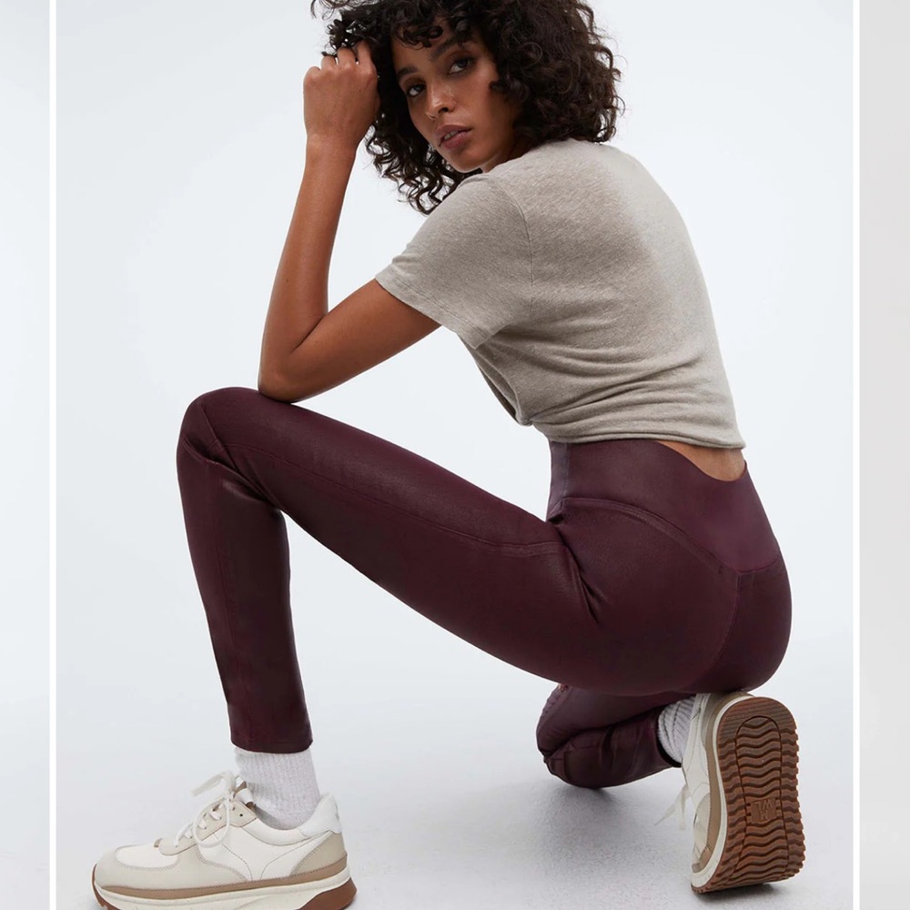 Burgundy Leggings with Beige Top new without tag